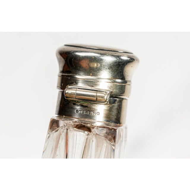Miniature Antique Gorham Faceted Crystal Antique Sterling Silver Flask For Sale In New York - Image 6 of 15