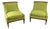 Vintage 1960s Mid Century Modern Green Boucle Upholstered Drexel Slipper Chairs, a Pair For Sale