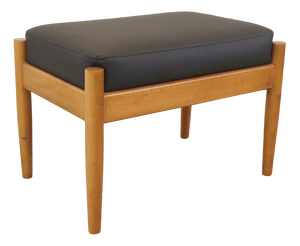 Mid-Century Danish Footstool in Leather and Wood