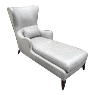 Crate and Barrel Leather Chaise Lounge For Sale