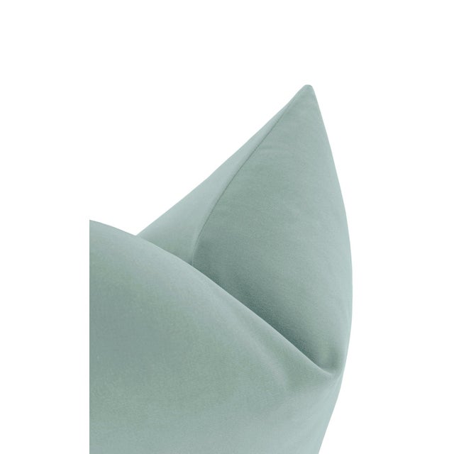 20" Spa Blue Designer Velvet Pillows - A Pair For Sale - Image 4 of 4