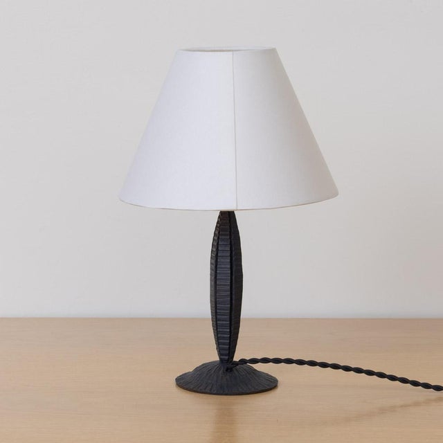 1920s Petite French Art Nouveau Iron Table Lamp For Sale - Image 4 of 11
