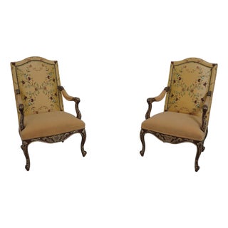 Pair of Century Louis XV Style Giltwood Armchairs For Sale