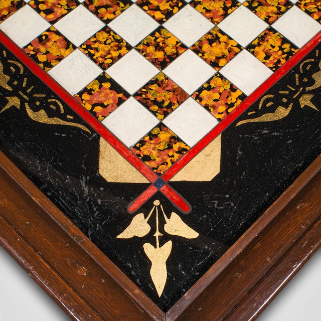 Antique Chess Board Set, English Painted Glass, Pine, Parlour Game, Edwardian For Sale - Image 11 of 12