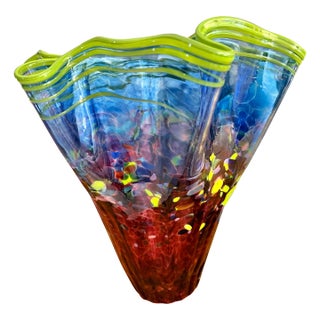 Vintage Art Glass Vase Signed For Sale