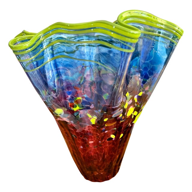 Vintage Art Glass Vase Signed For Sale