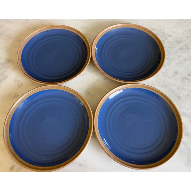 Ceramic Set of 4 Vintage Noritake Stoneware in Madera Blue Pattern For Sale - Image 7 of 10