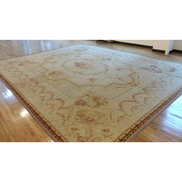 Antique French Aubusson Carpet, Fine Pale Pink, Rose, Taupe, Elegant Carpet For Sale - Image 17 of 18