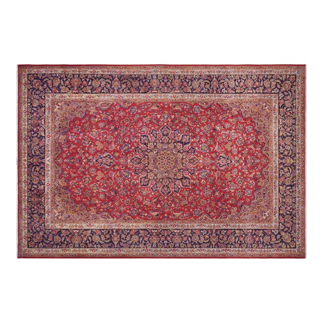 1970s Hand-Knotted Wool Area Rug 9.6x13.8 For Sale