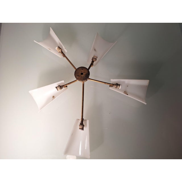 Star-Shaped Wall Lamp in Brass and Acrylic Glass Lumen from Lumen Milano, 1950s For Sale - Image 9 of 10