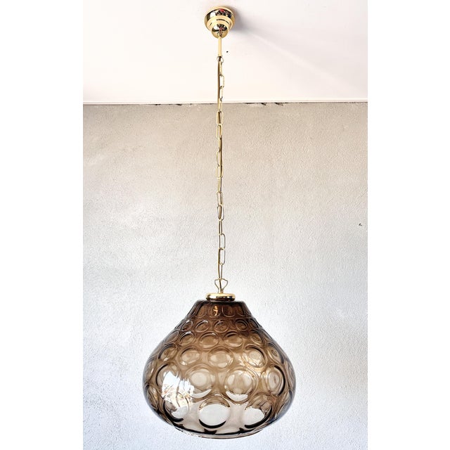 Vintage Smoked Pendant Light from Glashütte Limburg, 1970s For Sale - Image 9 of 12