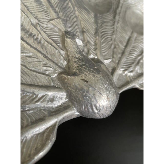 Mid Century Bruce Fox Aluminum Peacock Figural Egg Serving Platter For Sale - Image 9 of 9