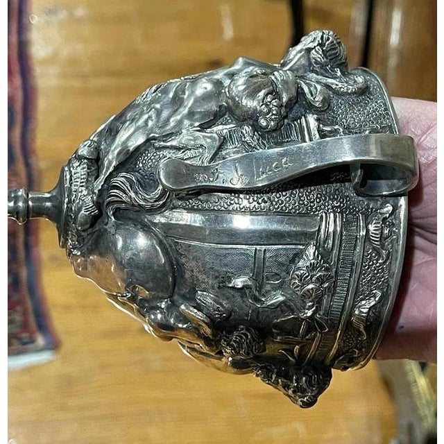 Silver cup naples- italy early 20th century in 800 thousandths silver, with openwork decoration of gallo-roman inspired...