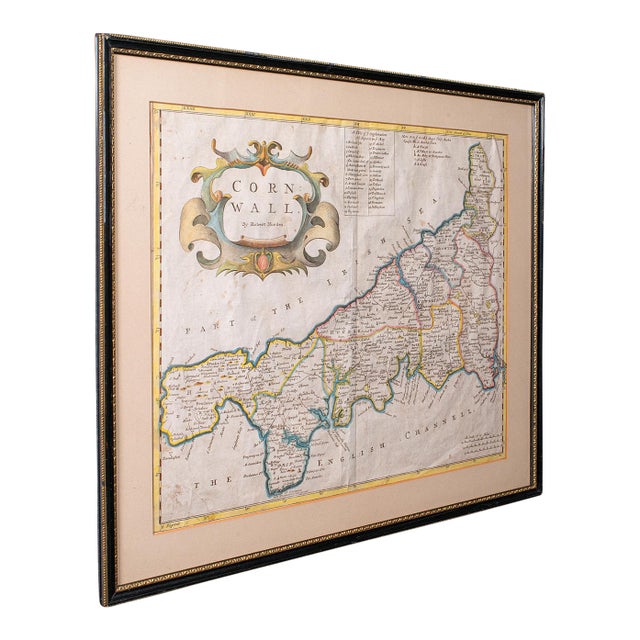 Antique Framed Cornwall Map, English, Atlas Cartography, Robert Morden, c.1700 For Sale