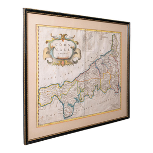 Antique Framed Cornwall Map, English, Atlas Cartography, Robert Morden, c.1700