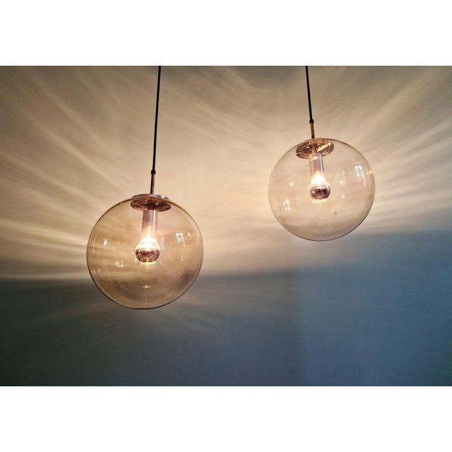 Space Age Pendant Light in Smoked Glass by Glashütte Limburg, 1970 For Sale - Image 4 of 16