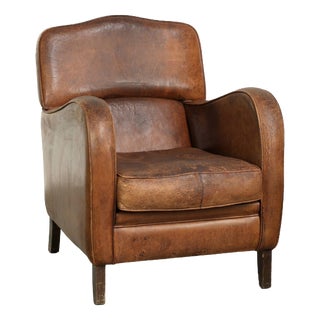 Vintage Sheepskin Lounge Chair For Sale