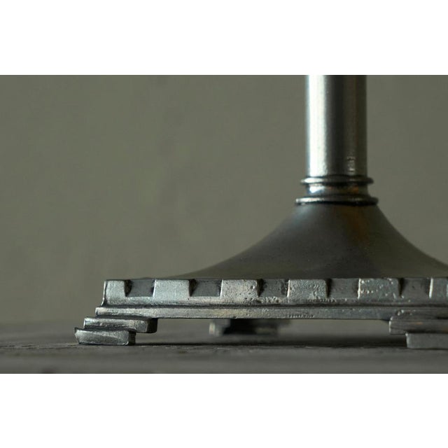 Wood Swedish Grace Table Lamp in Pewter with Rattan Shade, 1930s For Sale - Image 7 of 10