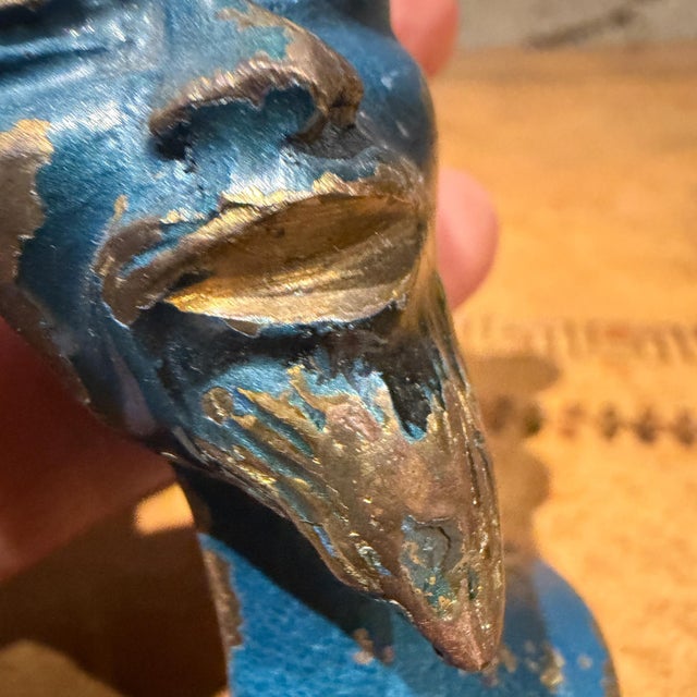 Blue and Gold-Toned Bust Figurines Male & Female Paper Weights For Sale - Image 15 of 15