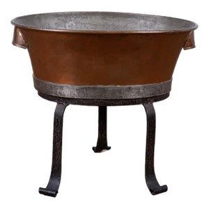 Swedish Copper Washtub on Wrought Stand, C.1890