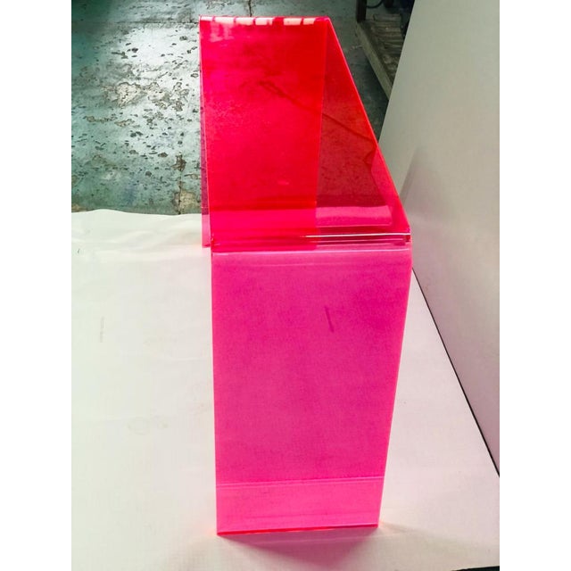 Neon Pink Lucite Console Table For Sale - Image 6 of 9
