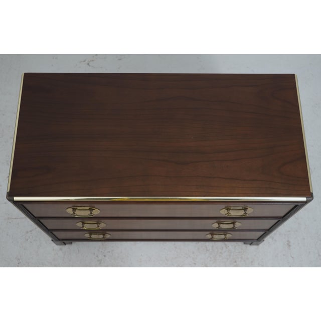 Campaign Baker 3 Drawer Cherry Oriental Campaign Style Chest For Sale - Image 3 of 17