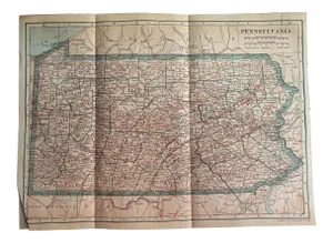 Antique 1920s Pennsylvania State Map