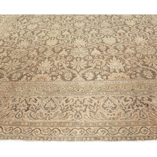 Early 20th Century Vintage Indian Amritsar Botanic Handmade Wool Carpet For Sale - Image 5 of 7