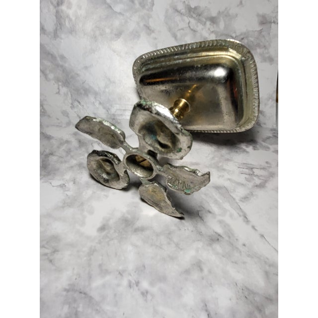 Silver and Brass Pedestal Soap Dish Floral Motifs For Sale - Image 9 of 12