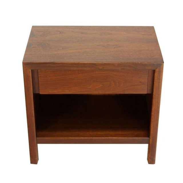 Wood Mid-Century Danish Modern One-Drawer Oiled Walnut Night Stand End Table Baughman For Sale - Image 7 of 10