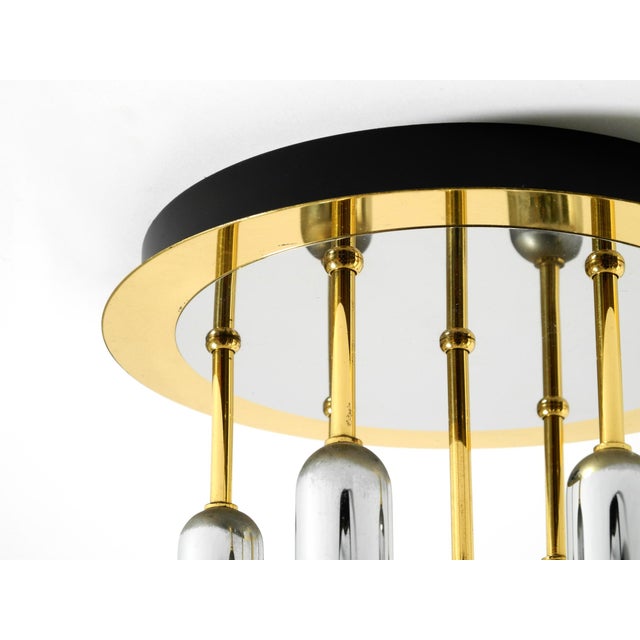 Gold Postmodern Ceiling Lamp in Brass and Chrome from H. Schmidt Leuchtenfabrik, 1980s For Sale - Image 8 of 14
