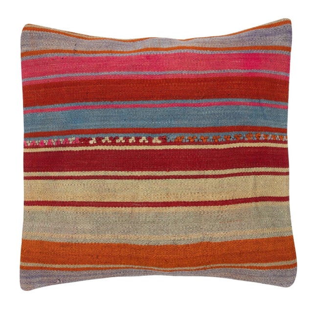 Traditional 20"x20" SET OF 2 - Hand-Woven Kilim Cushion Covers. A pair of Lace Pillow Covers For Sale - Image 3 of 4