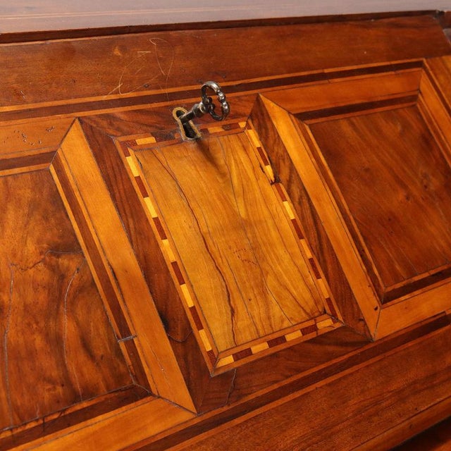 Antique 5-Drawer Flap Cabinet in Maple and Bronze, Italy, 19th Century For Sale - Image 6 of 12