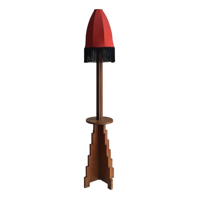 Dutch Amsterdamse School Art Deco Floor Lamp in Oak and Macassar Ebony, 1920s For Sale