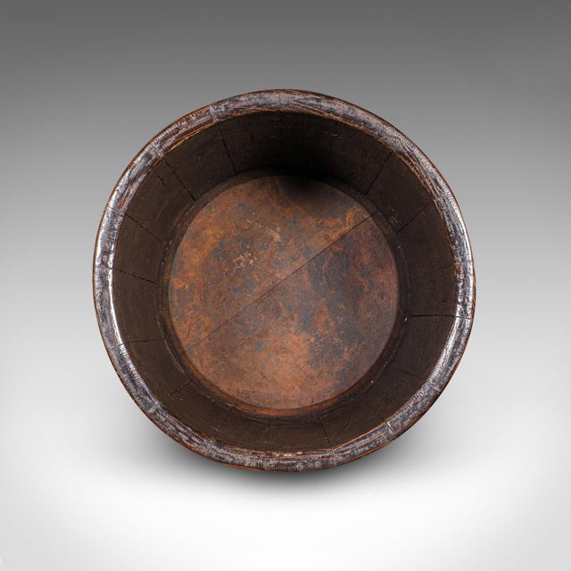 1910's Antique Coopered Barrel Jardiniere Stand For Sale - Image 9 of 10