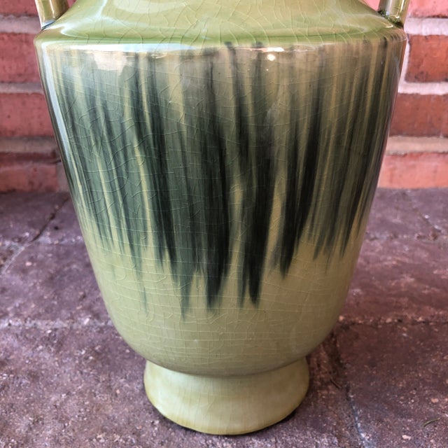 Mediterranean Global Views Double Handled Green Ombré Mediterranean Style Vessel For Sale - Image 3 of 8