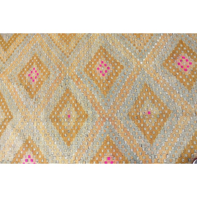 Textile 1960s Pastel Handwoven Geometric Tan Colour Kilim For Sale - Image 7 of 11