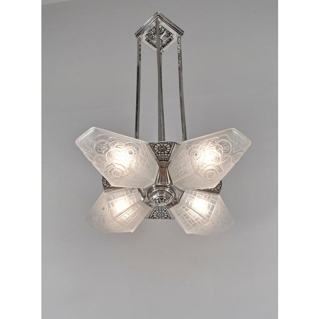 French Art Deco Chandelier by Francis Hubens & Degue - 1925 1935 France For Sale - Image 9 of 18