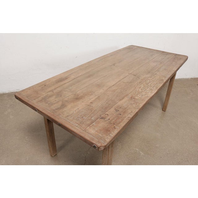 Farmhouse Vintage Chinese Elm Dining Table For Sale - Image 3 of 4