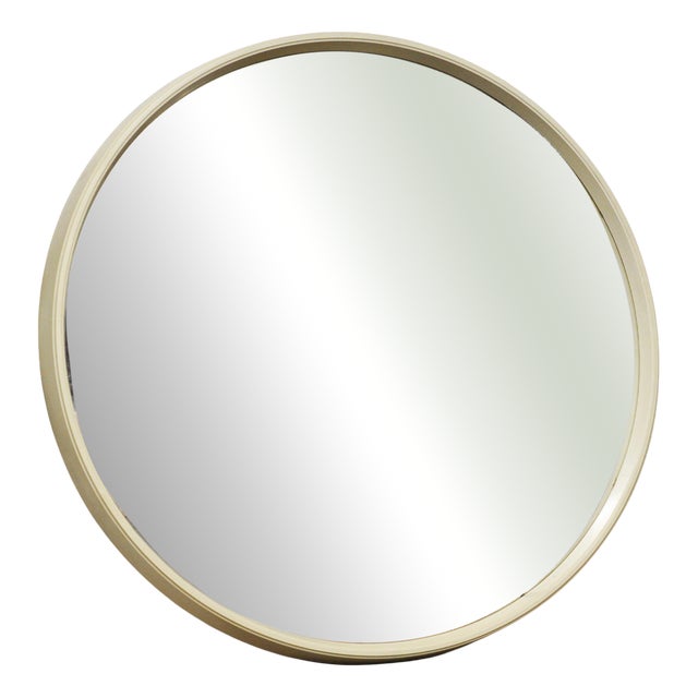 Cream Circular Wall Mirror attributed to Schreiber, 1960s For Sale