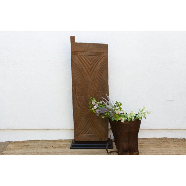 Brown Rare Antique African Door W/Devotional Silhouette For Sale - Image 8 of 8