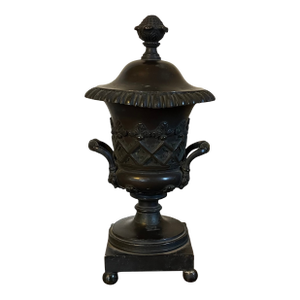Antique Early 19th Century English Regency Bronze Urn Form Cassoulet Candlestick Holder in the Gothic Taste Circa 1820