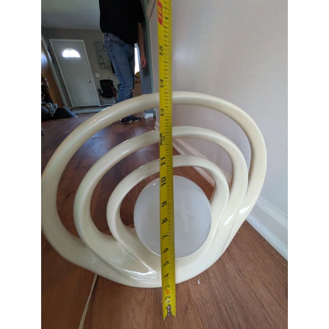 Vintage 1980s Art Deco Revival Ceramic Halo Rings Ellipse Table Lamp Opalescent For Sale - Image 11 of 11