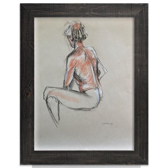 Contemporary Original Life Drawing, "Seated Male Figure in Charcoal and Pastel" For Sale - Image 3 of 5