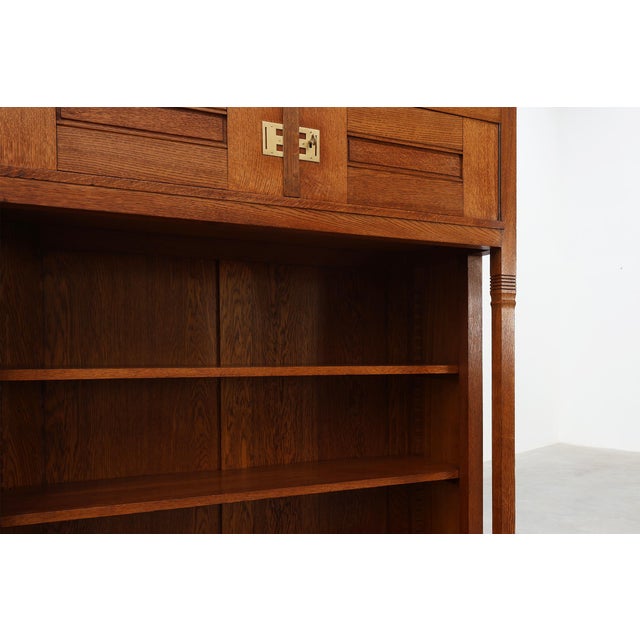 Jugendstil Oak Bookcase with Adjustable Shelves, Netherlands, 1890s For Sale - Image 12 of 15