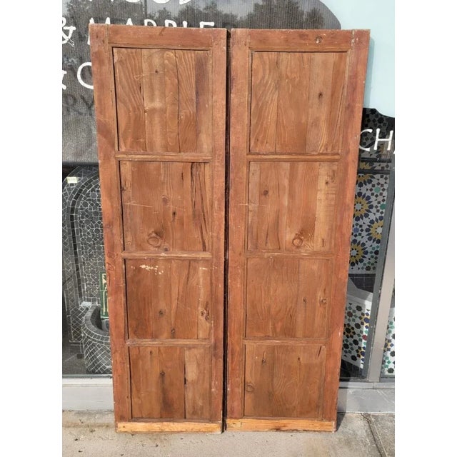 Wood Moroccan Wooden Carved Double Panel Door For Sale - Image 7 of 7