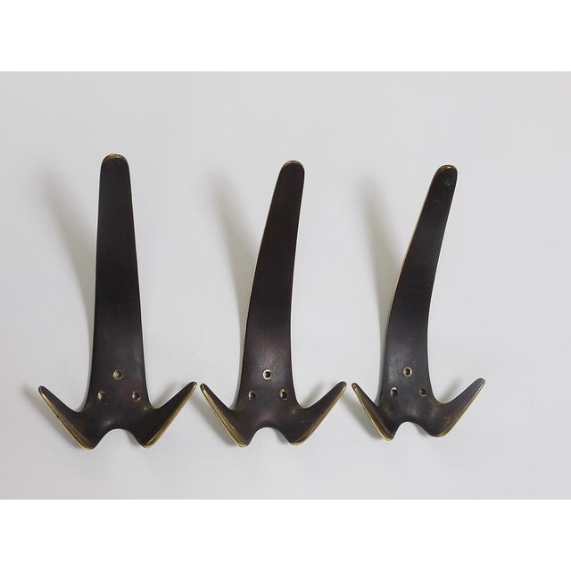 Large Brass Double Wall Coat Hook attributed to Carl Auböck, Austria, 1950s For Sale - Image 12 of 16