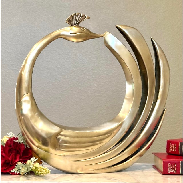 This is for a large brass Vintage beautiful Dolbi Cashier Swan / Peacock Statue. This Solid Brass Figure is a beautifully...