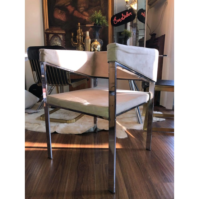 Beige Mid 20th Century Chrome Cube Chair With Suede Upholstery For Sale - Image 8 of 8