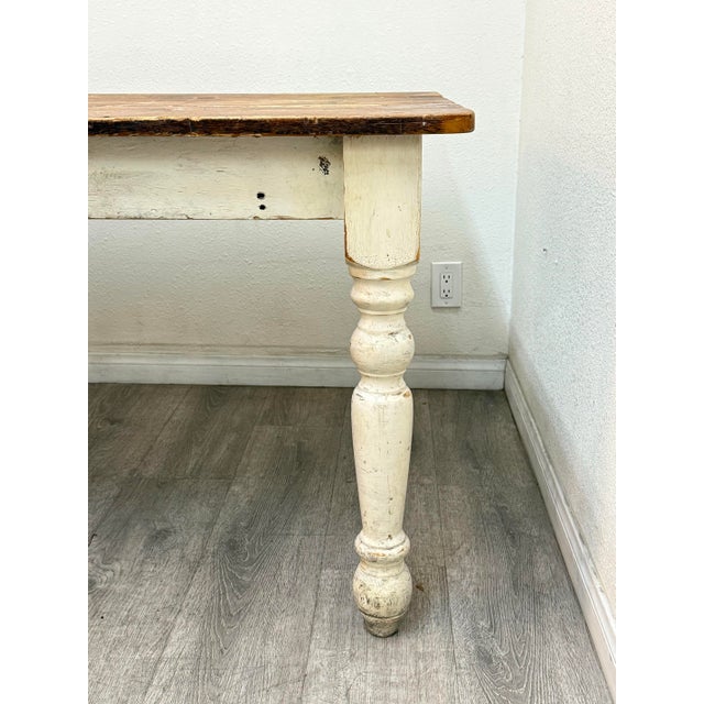 Farm style long wood table in good vintage condition